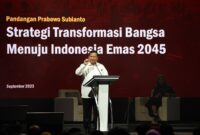 Ketua Umum Partai Gerindra Prabowo Subianto di acara 'Mata Najwa On Stage: 3 Bacapres Bicara Gagasan' di Graha Sabha Pramana UGM. (Dok. Tim Meida Prabowo Subianto)
