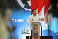 Menteri Pertahanan Prabowo Subianto saat memberi Kuliah Umum di Universitas Muhammadiyah Malang. (Dok. Tim Media Prabowo) 
