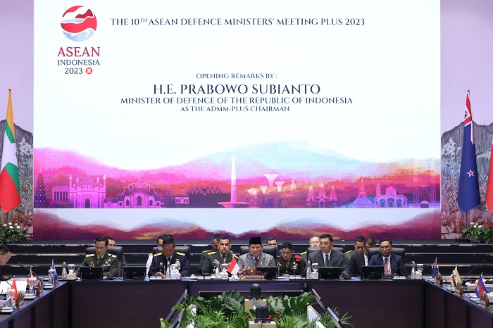 Menteri Pertahanan Prabowo Subianto membuka diskusi forum pertemuan menteri pertahanan se-ASEAN.   (Dok. Tim Media Prabowo Subianto)
