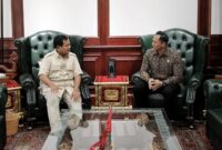 Menteri Agraria dan Tata Ruang/Kepala Badan Pertanahan Nasional (ATR/BPN), Agus Harimurti Yudhoyono Temui Prabowo Subianto di Kantor Kemhan. (Facebook.com/Agus Yudhoyono)

