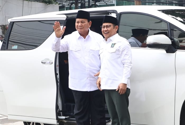 Prabowo Subianto berkunjung ke kantor Dewan Pengurus Pusat (DPP) Partai Kebangkitan Bangsa (PKB) usai keputusan penetapan sebagai presiden terpilih 2024 di KPU, Jakarta, Rabu (24/4/2024). (Dok. Tim Media Prabowo Subianto)